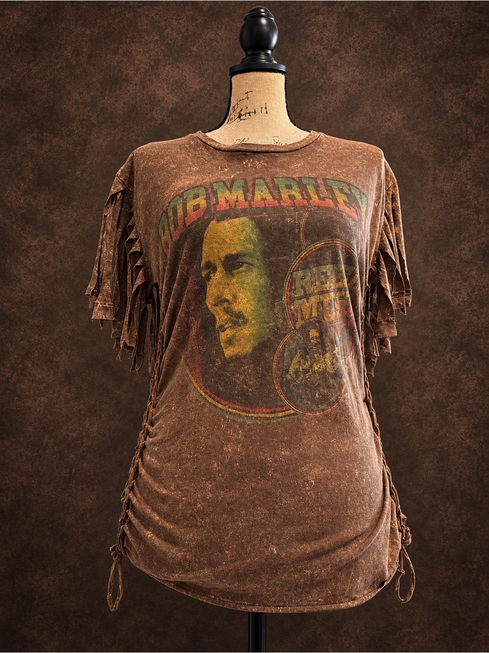 Bob Marley Distressed Fringe Tee – Women’s Medium